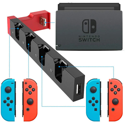 Quad Controller Charging Dock For Console Joy Controllers Red black NALANI