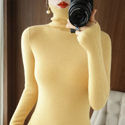 Womens Casual Turtleneck Pullover Knit Sweater For Layering