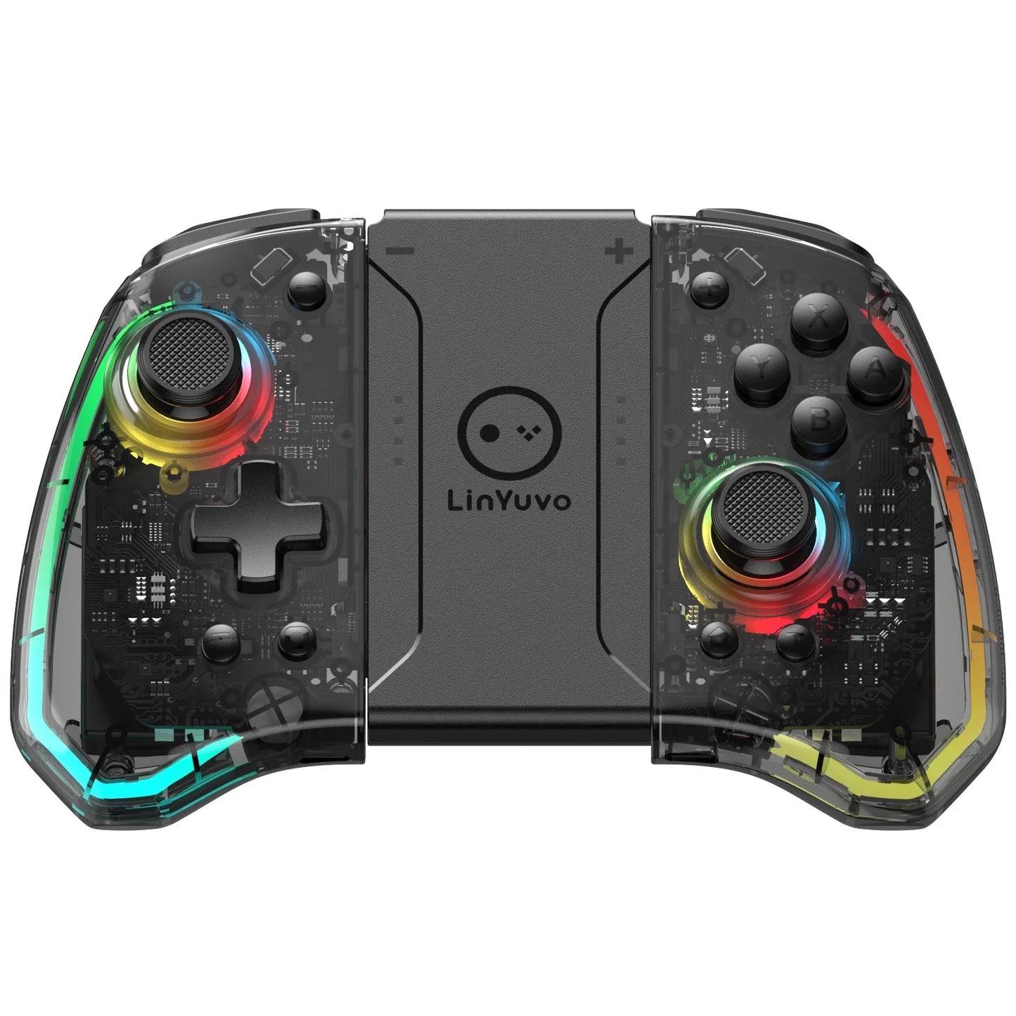 Transparent Wireless Controller With LED Lights For Switch Transparent Black NALANI