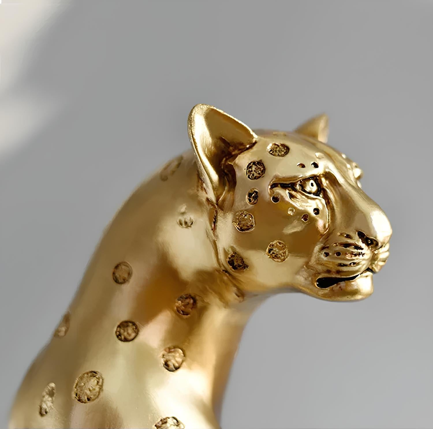 Elegant Golden Leopard Resin Statue for Home Decor NaLani