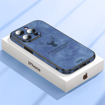 Premium Suede Leather IPhone Case With Shock Absorbing Liner Light blue NALANI