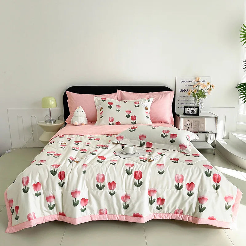 Cooling Plaid Cotton Lightweight Comforter For Sofa Bed NALANI