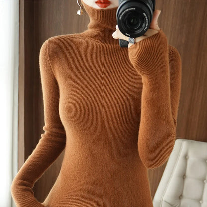 Womens Casual Turtleneck Pullover Knit Sweater For Layering