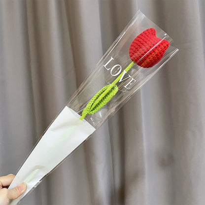Handmade Crocheted Floral Decoration for Home Decor Red Tulip NaLani