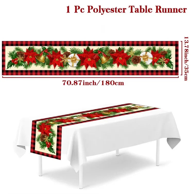 Christmas Table Runner for Home Decor Festive Xmas Ornament Gift