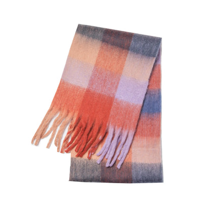 Thick Warm Cashmere Rainbow Scarf For Cozy Winter Days Red 38x230cm NALANI