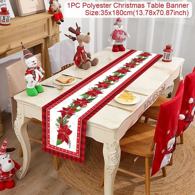Christmas Table Runner for Home Decor Festive Xmas Ornament Gift