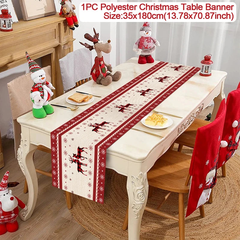 Christmas Table Runner for Home Decor Festive Xmas Ornament Gift