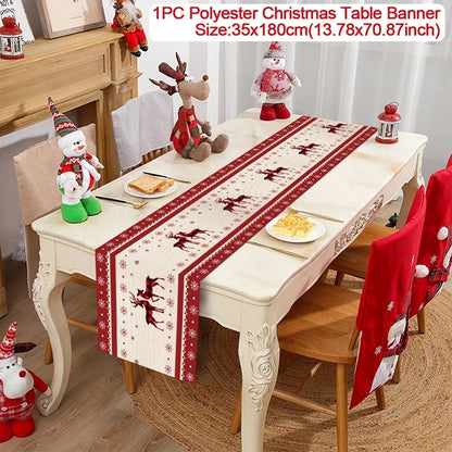 Christmas Table Runner for Home Decor Festive Xmas Ornament Gift