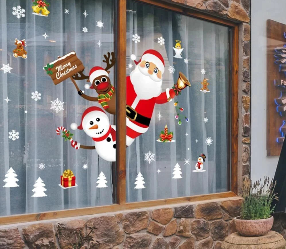 Christmas Wall Window Stickers For Home Decor Xmas Ornaments 2025