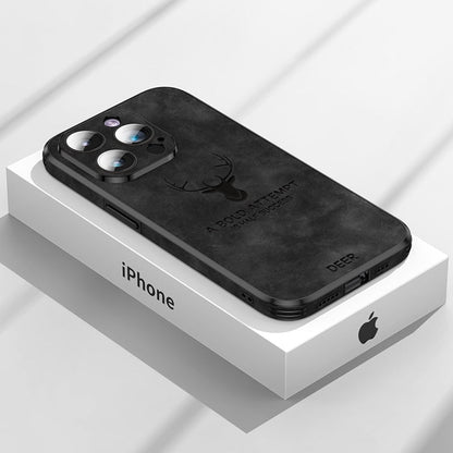 Premium Suede Leather IPhone Case With Shock Absorbing Liner Black NALANI