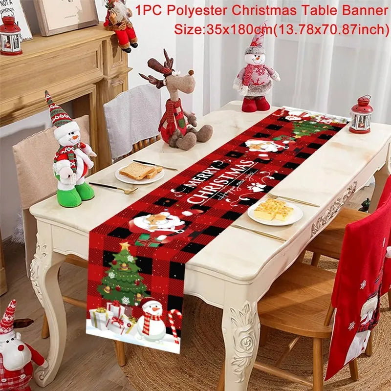 Christmas Table Runner for Home Decor Festive Xmas Ornament Gift