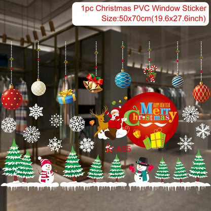 Christmas Wall Window Stickers For Home Decor Xmas Ornaments 2025