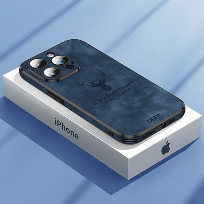 Premium Suede Leather IPhone Case With Shock Absorbing Liner Blue NALANI