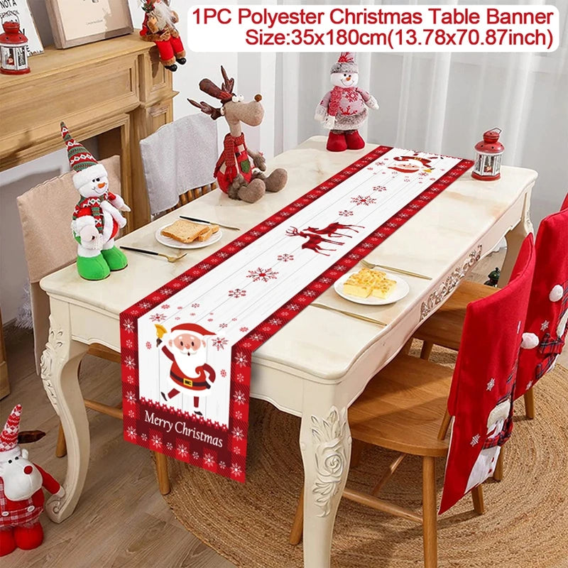 Christmas Table Runner for Home Decor Festive Xmas Ornament Gift