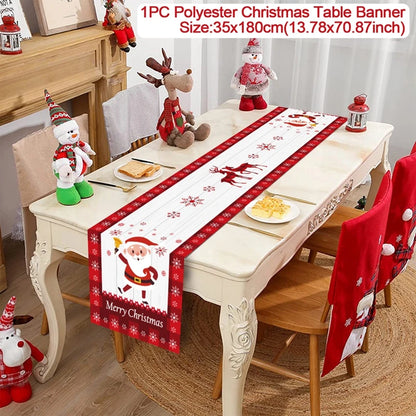 Christmas Table Runner for Home Decor Festive Xmas Ornament Gift