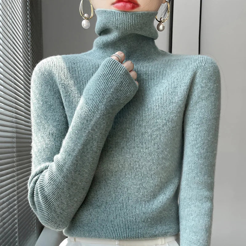 Womens Casual Turtleneck Pullover Knit Sweater For Layering