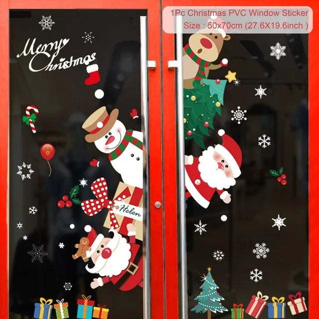 Christmas Wall Window Stickers For Home Decor Xmas Ornaments 2025