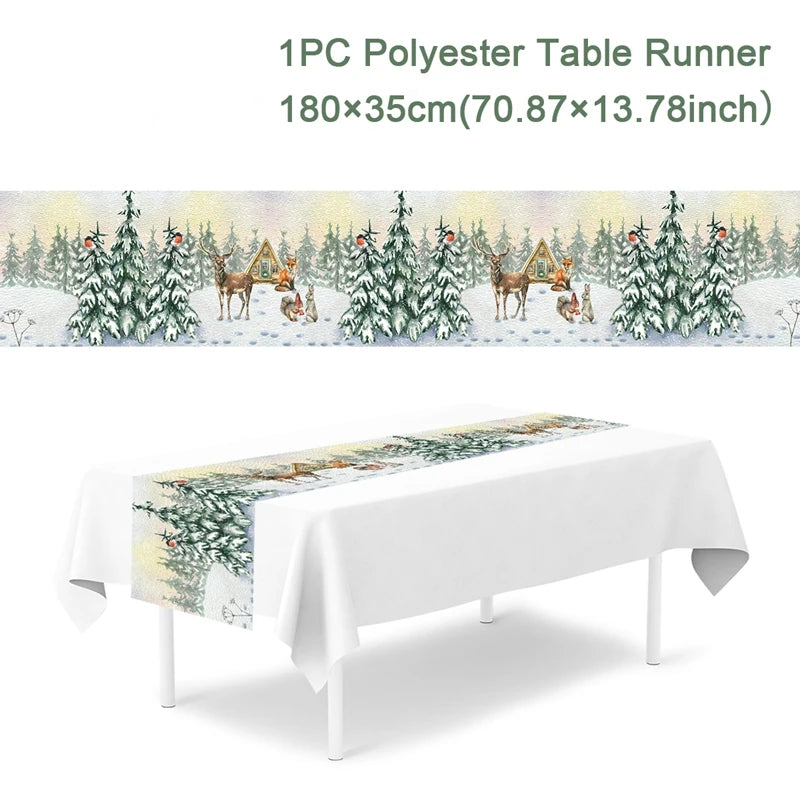 Christmas Table Runner for Home Decor Festive Xmas Ornament Gift