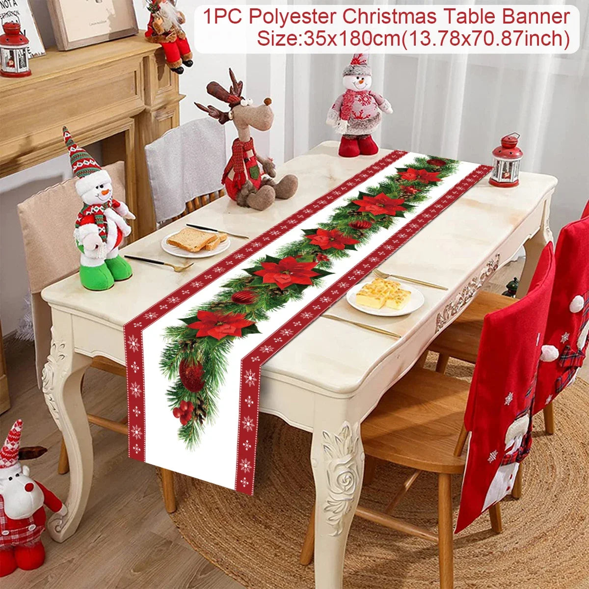Christmas Table Runner for Home Decor Festive Xmas Ornament Gift