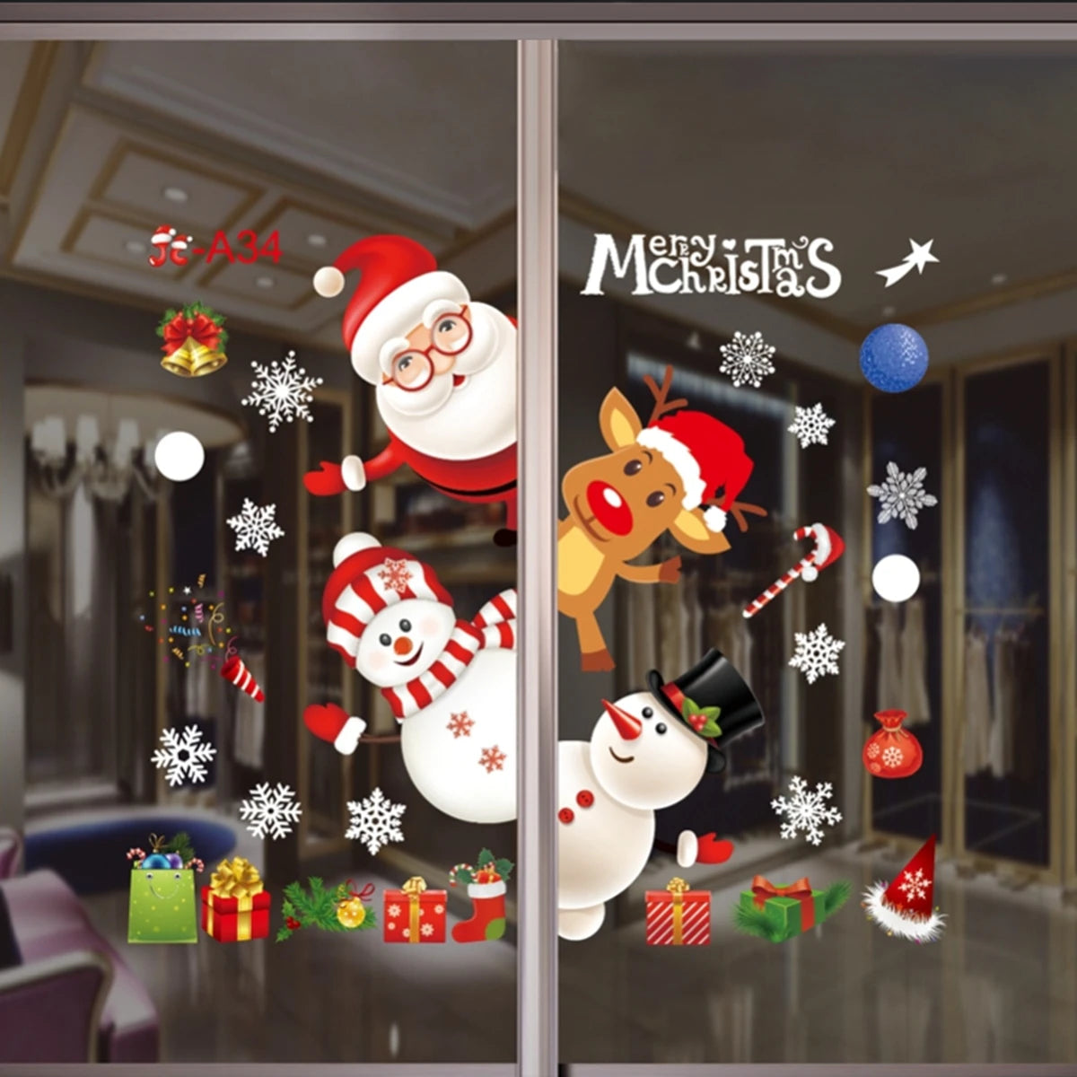 Christmas Wall Window Stickers For Home Decor Xmas Ornaments 2025