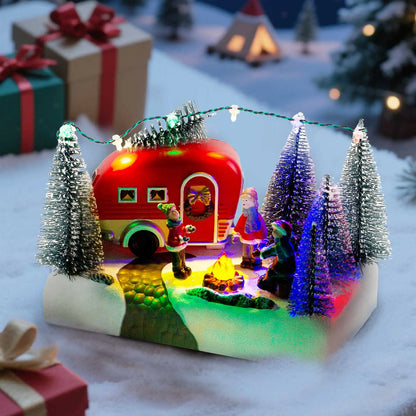 Christmas Camper Scene Led Lighted Village Figurine Holiday Decor