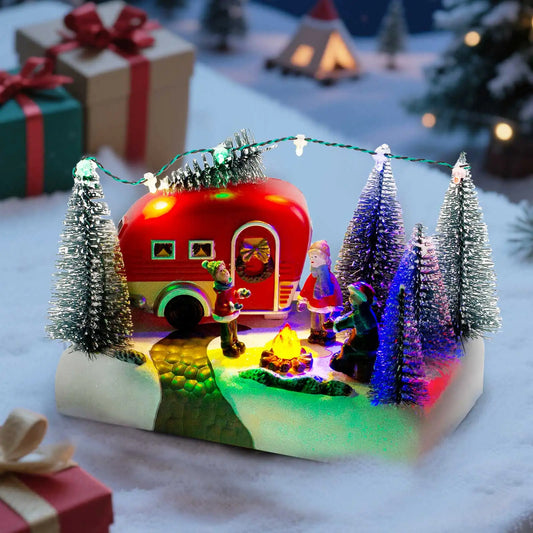 Christmas Camper Scene Led Lighted Village Figurine Holiday Decor