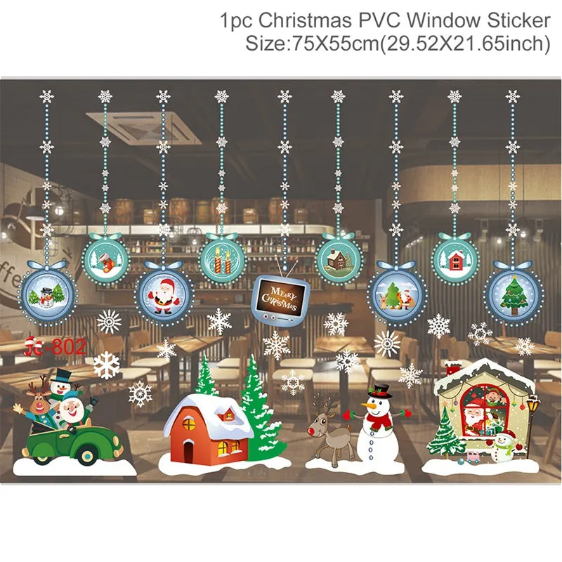 Christmas Wall Window Stickers For Home Decor Xmas Ornaments 2025
