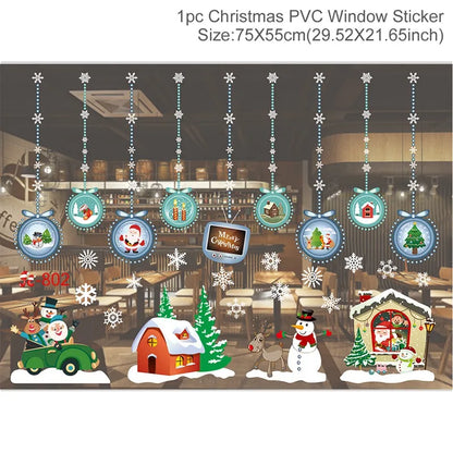 Christmas Wall Window Stickers For Home Decor Xmas Ornaments 2025