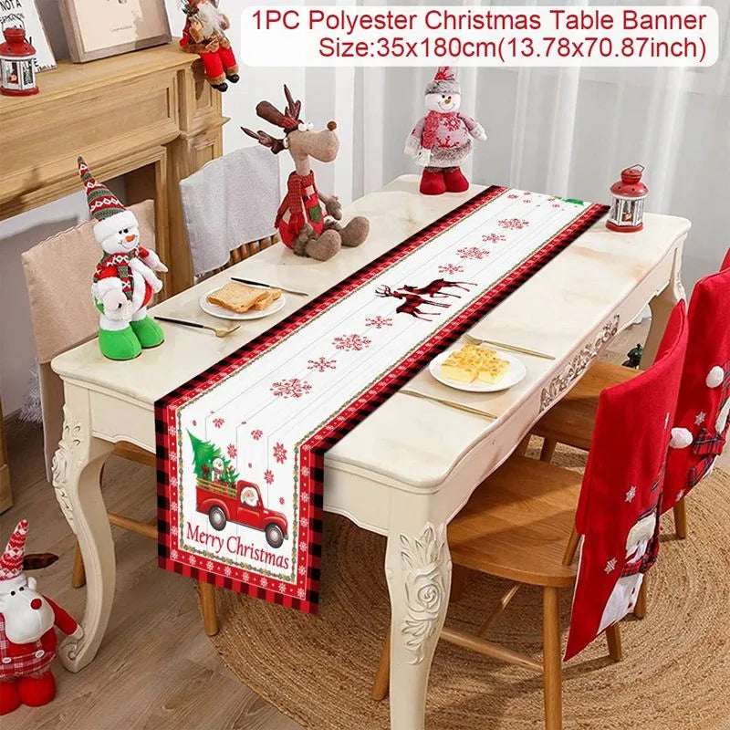 Christmas Table Runner for Home Decor Festive Xmas Ornament Gift