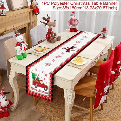 Christmas Table Runner for Home Decor Festive Xmas Ornament Gift