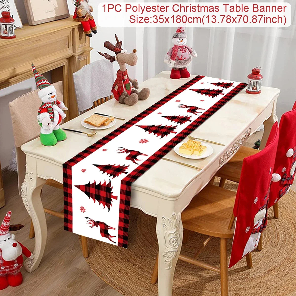 Christmas Table Runner for Home Decor Festive Xmas Ornament Gift