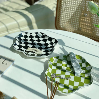 Retro Checkered Tray For Picnic And Home Decor Atmosphere NALANI