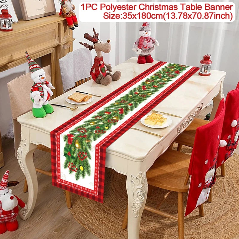 Christmas Table Runner for Home Decor Festive Xmas Ornament Gift