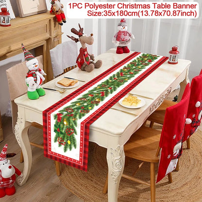 Christmas Table Runner for Home Decor Festive Xmas Ornament Gift