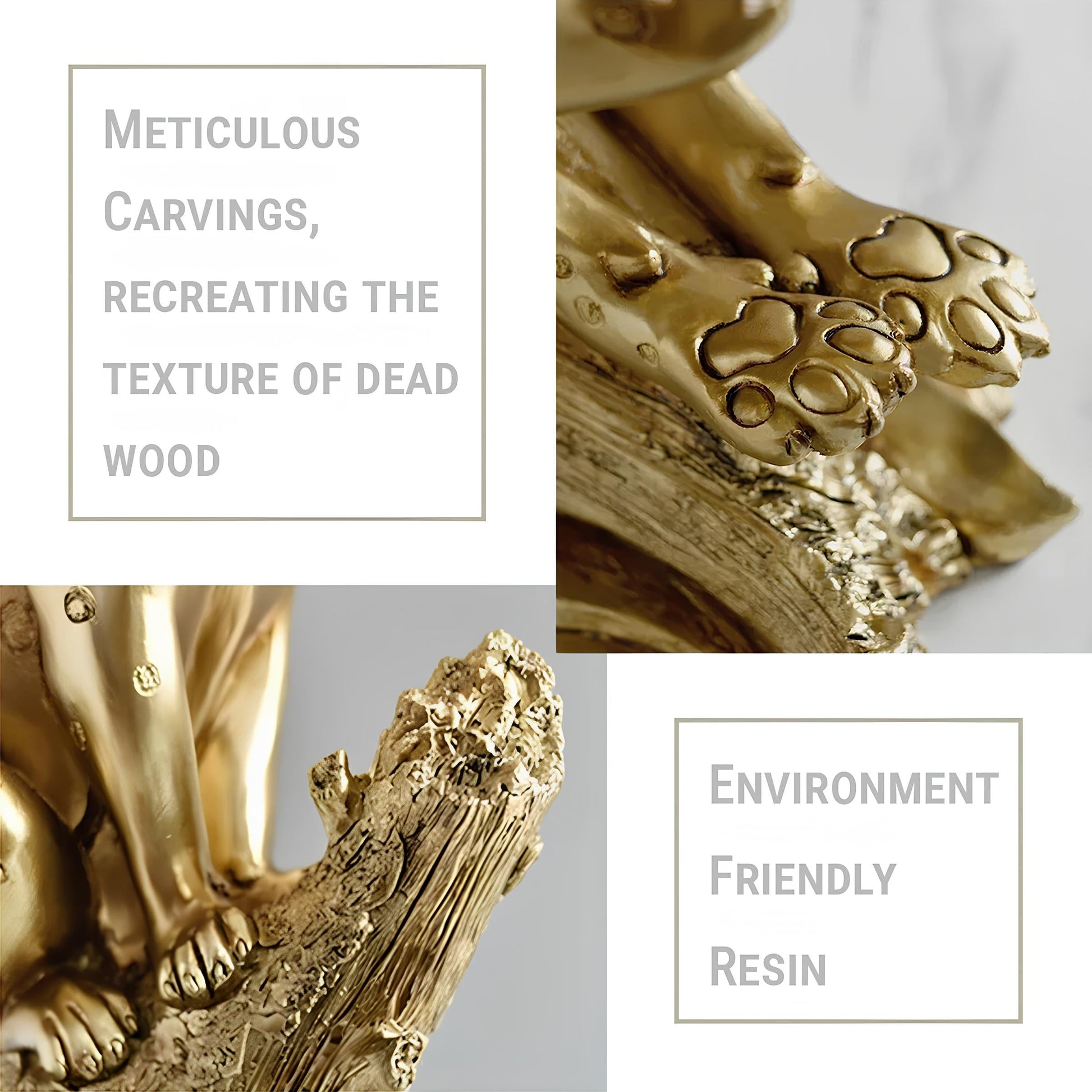 Elegant Golden Leopard Resin Statue for Home Decor NaLani