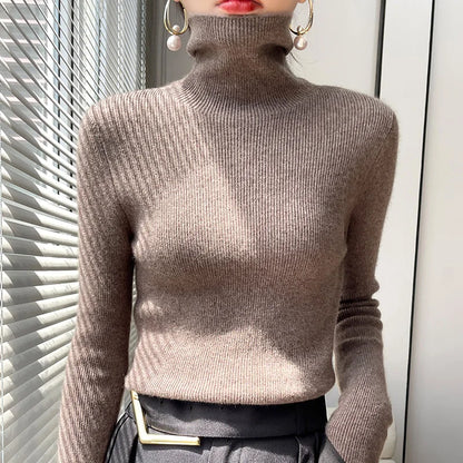 Womens Casual Turtleneck Pullover Knit Sweater For Layering