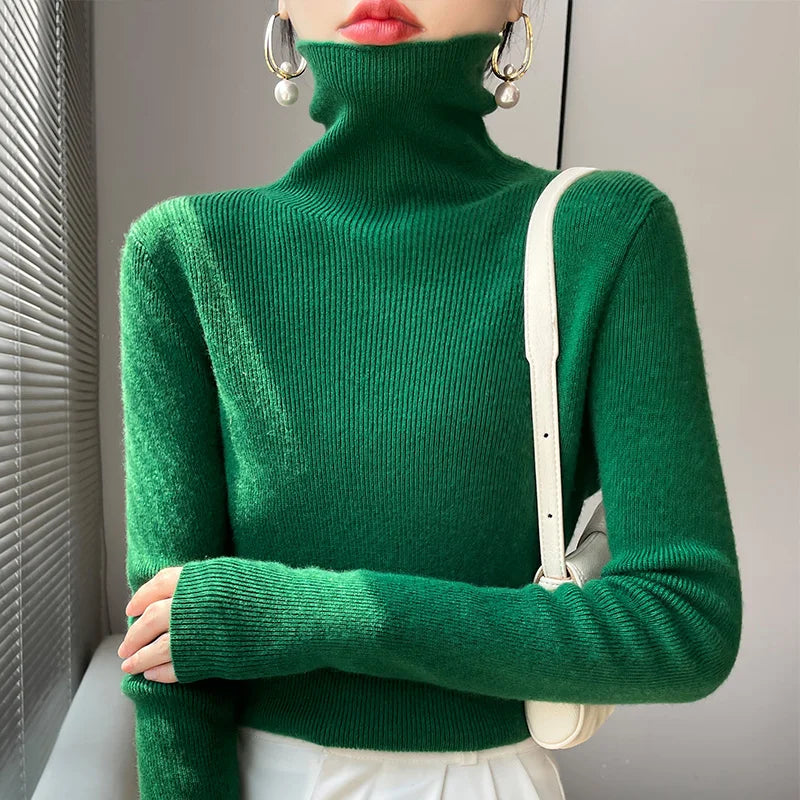 Womens Casual Turtleneck Pullover Knit Sweater For Layering
