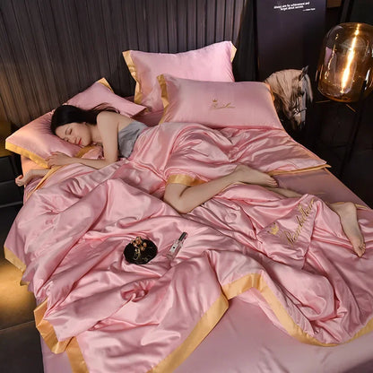 Silk Cooling Blankets For Summer Nights European Style Pink NALANI