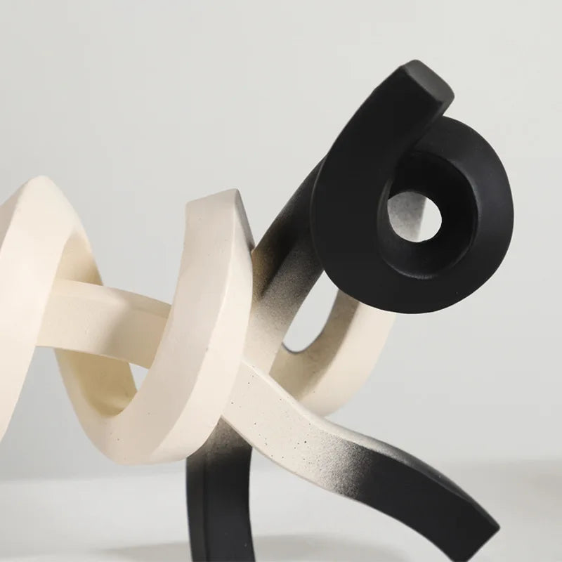Abstract Minimalist Twisted Siamese Cat Sculpture for Home Decor NALANI