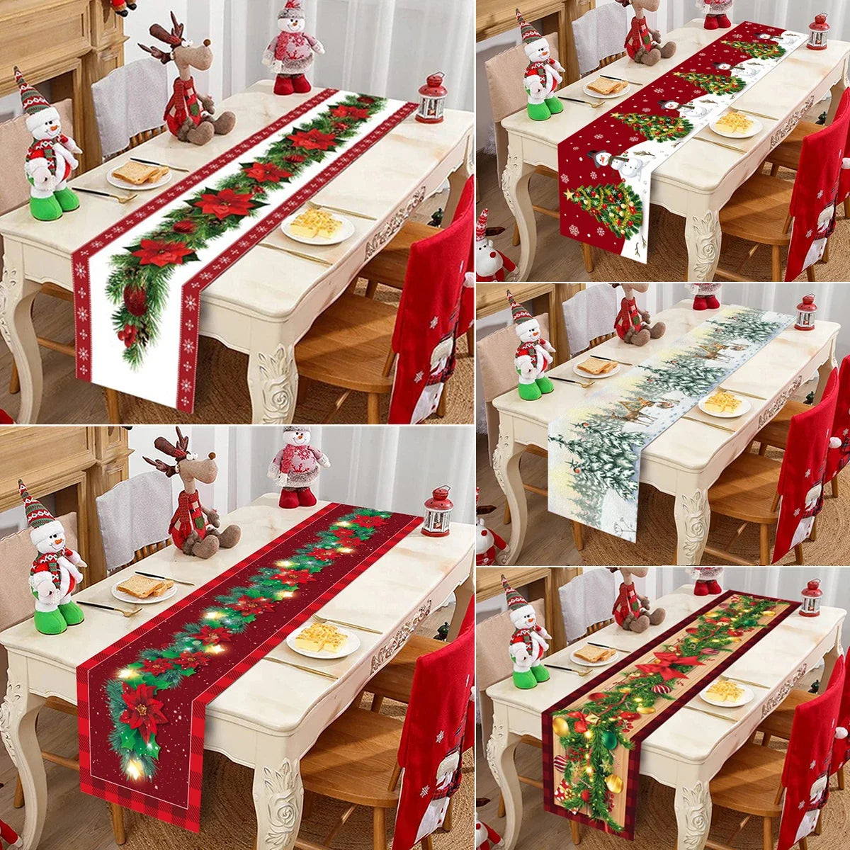 Christmas Table Runner for Home Decor Festive Xmas Ornament Gift