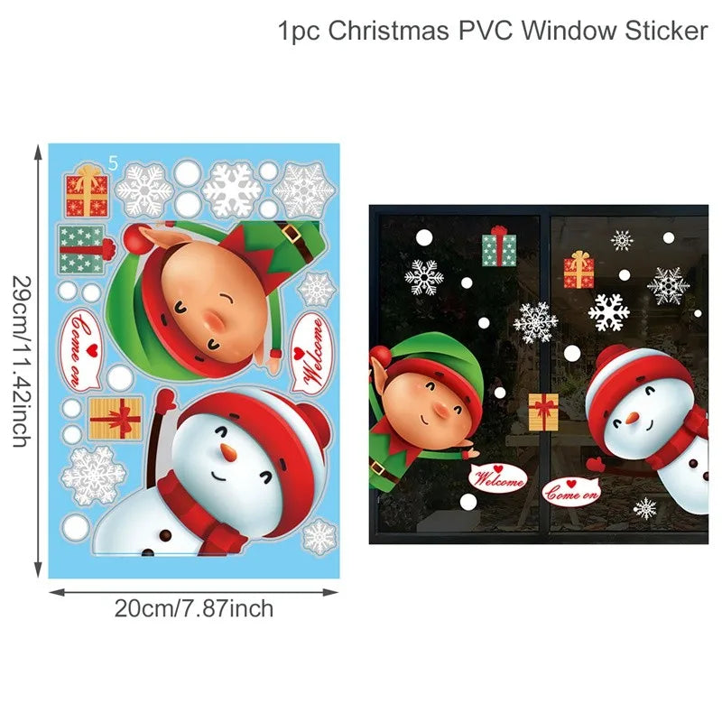 Christmas Wall Window Stickers For Home Decor Xmas Ornaments 2025
