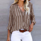Lunelle Stripe Summer Shirt Soft Cotton Light Breathable V Neck