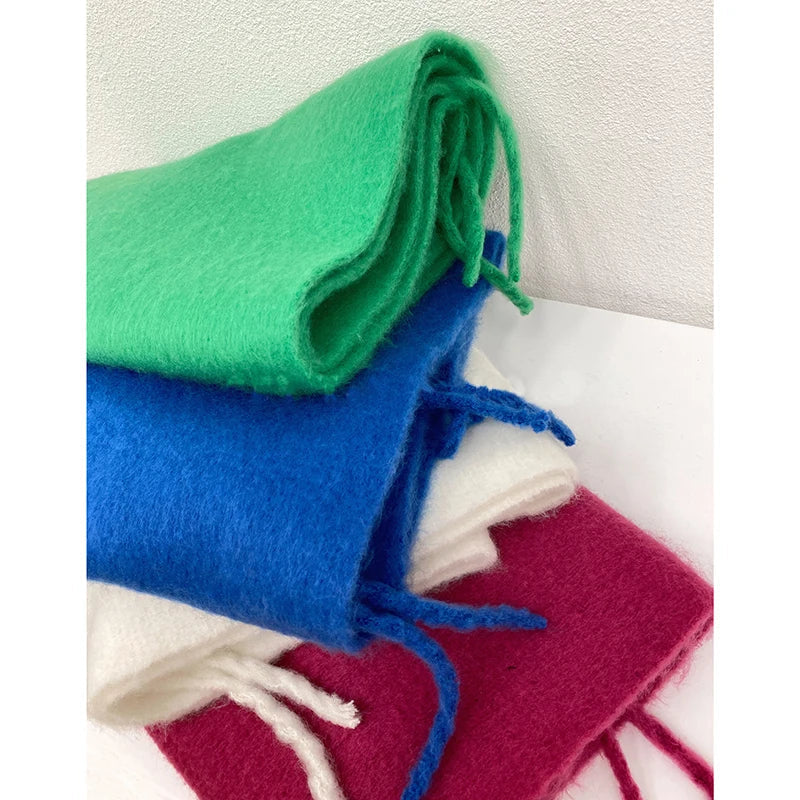 Thick Warm Cashmere Scarf With Long Fringes For Winter NALANI