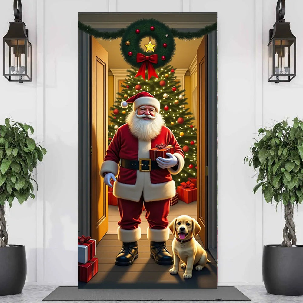 Festive Christmas Door Cover 185x90cm For Entrance And Room Decor