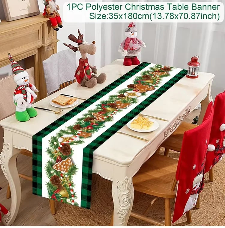Christmas Table Runner for Home Decor Festive Xmas Ornament Gift