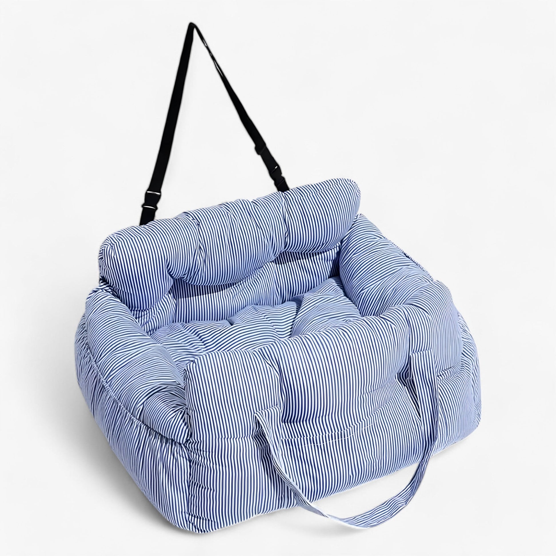 Durable Dog Car Bed For Safe Travel And Maximum Comfort Blue and white stripes NALANI