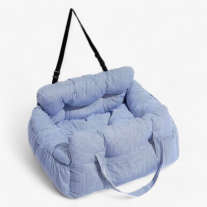 Durable Dog Car Bed For Safe Travel And Maximum Comfort Blue and white stripes NALANI