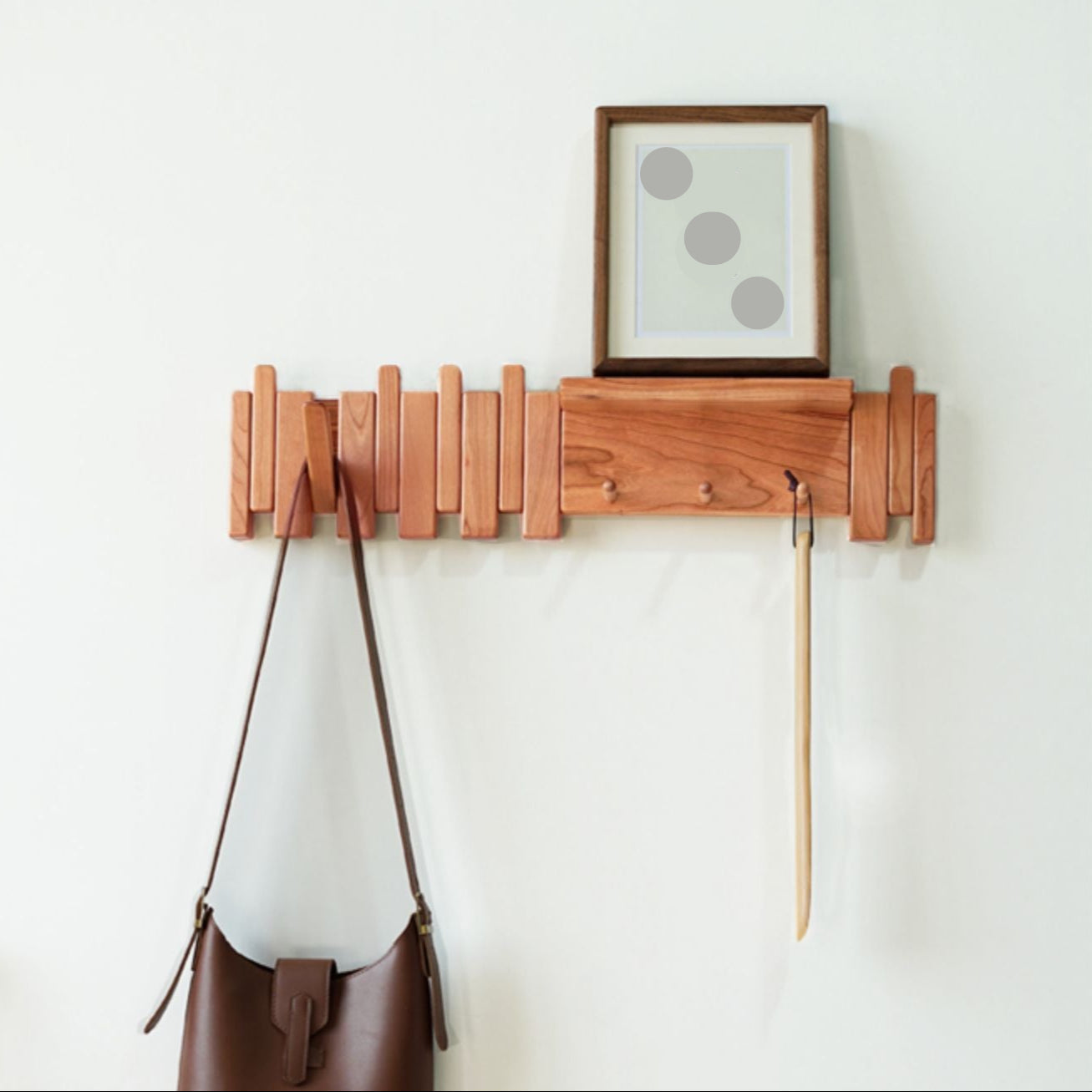 Piano Key Inspired Wall Mounted Coat Rack Solid Wood NALANI