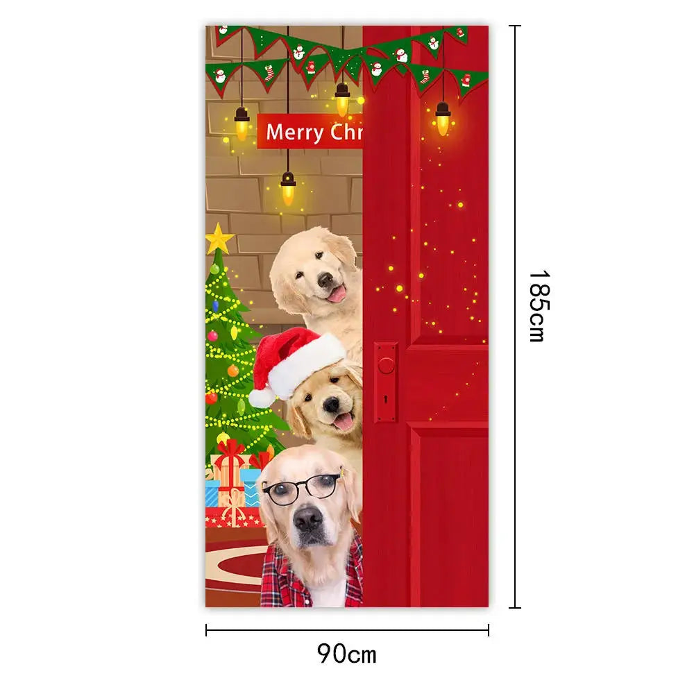 Festive Christmas Door Cover 185x90cm For Entrance And Room Decor